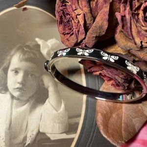 Authentic Halcyon Days Skinny Butterfly Black & Palladium Bangle